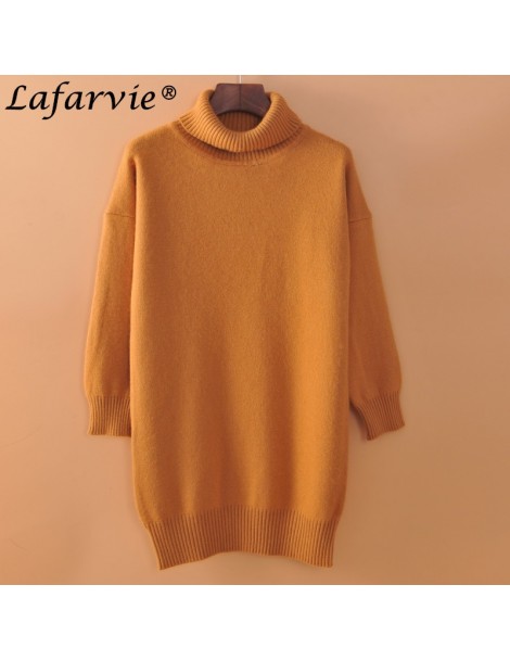 Pullovers Loose Cashmere Blended Knitted Long Sweater Women Tops Autumn Winter Female Pullover Turtleneck Full Sleeve Solid C...