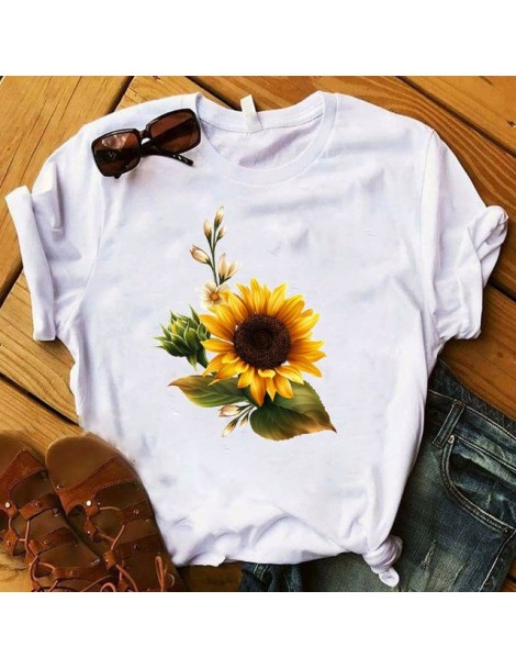 T-Shirts Women T Womens Graphic Sunflower Printing Floral Painting Aesthetic Printed Top Tshirt Female Tee Shirt Ladies Cloth...