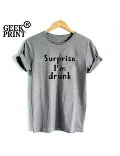 T-Shirts Women Tops SURPRISE I'M DRUNK Print Tshirts Lady Alcohol Birthday Hen Night drink Christmas Funny T Shirt Gifts - Bl...