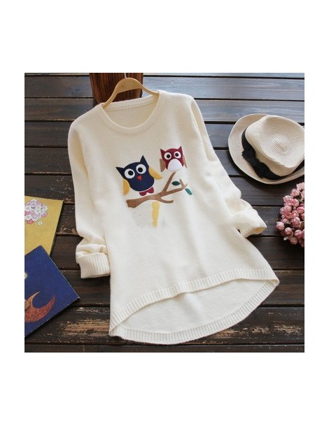 Pullovers Short Front Knitted Female Pullover Cartoon Appliques Sweet Girl Women Sweater 2019 Auttum Winter New Sueter Mujer ...