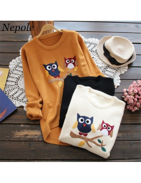 Pullovers Short Front Knitted Female Pullover Cartoon Appliques Sweet Girl Women Sweater 2019 Auttum Winter New Sueter Mujer ...