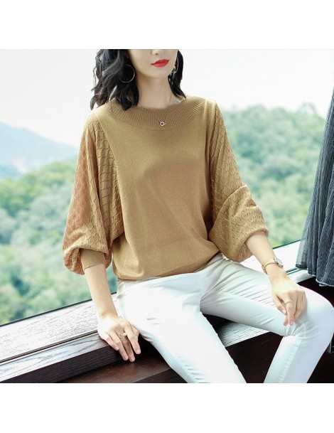 Pullovers Women Sweater 2019 spring Round neck Sweater Female Jumper Women thin Sweater Bat sleeve Knitted Loose Jumper Pullo...