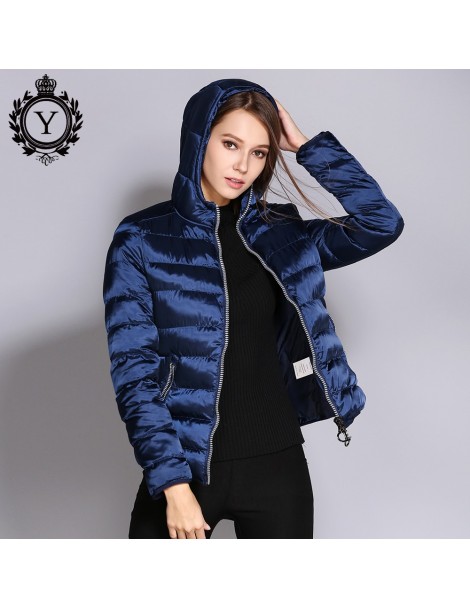 Parkas Winter Women Jacket Short Slim Female Warm Coat Shiny Nylon Solid Royal Blue Parkas and Coats Waterproof Outwear Jacke...