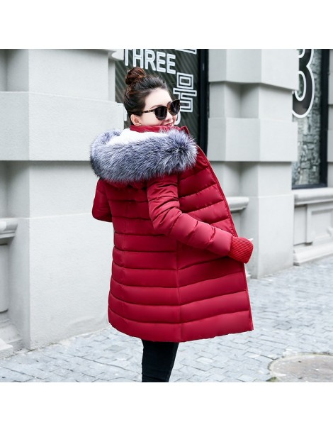 Parkas Fake Fox Fur Collar Winter Coat Women 2019 New Fashion Winter Jacket Women Parka Long Down Jacket Female Warm Outerwea...