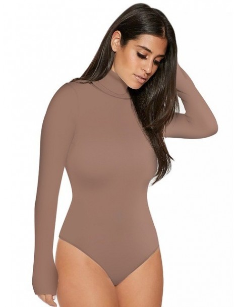 Bodysuits Sexy Romper Women Bodysuit Long Sleeve 2019 Spring New Solid Jumpsuits Club Wear High-Neck Sexy Bottoming Shirt Wom...