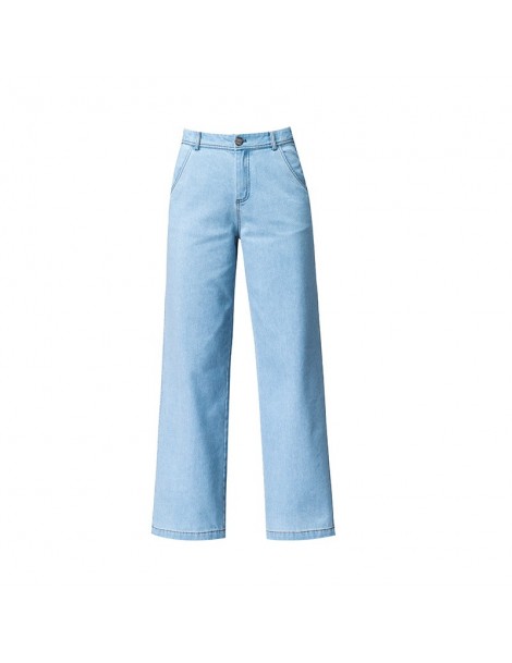 Jeans 2019 New Women Fashion Casual Loose Soft Light Blue Wide Leg Full Length Long Zipper Jeans For Spring Autumn Pants Plus...
