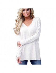 Pullovers Women Casual Sweater Solid V-Neck Pullover Sweaters Long Sleeve Loose Knitted Sweater Female Pullovers Jumper Top P...