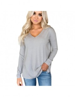 Pullovers Women Casual Sweater Solid V-Neck Pullover Sweaters Long Sleeve Loose Knitted Sweater Female Pullovers Jumper Top P...