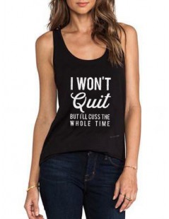 Tank Tops Vest I WON'T QUIT but I'll cuss Workout Tank Top Good Vibes Letter Summer HighQuality Fashion Cotton Funny Casual S...