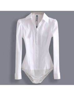 Bodysuits Elegant Bodysuits Women Office Lady White Body Shirt Long Sleeved Blouse Turn Down Collar Tops Female Clothing 2019...