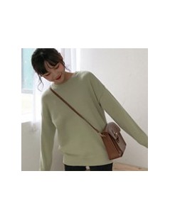 Pullovers 2018 autumn and winter breif style loose solid color sweaters womens sweaters and pullovers womens (F1322) - Green ...