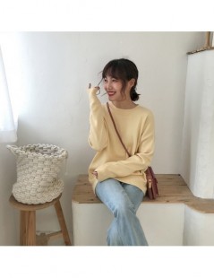 Pullovers 2018 autumn and winter breif style loose solid color sweaters womens sweaters and pullovers womens (F1322) - Green ...