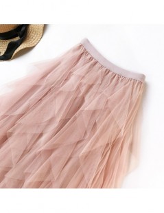 Skirts 2019 Summer Women Boho Long Skirt High Waist Ruffles Women Beach Skirts Pink Jupe Femme Tulle Skirt Saia Midi Faldas -...