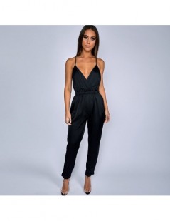 Jumpsuits Ruffled Stain Women Jumpsuit Sleeveless Summer Jumpsuit Casual Backless Overalls Deep V Neck Jumpsuit Long Playsuit...