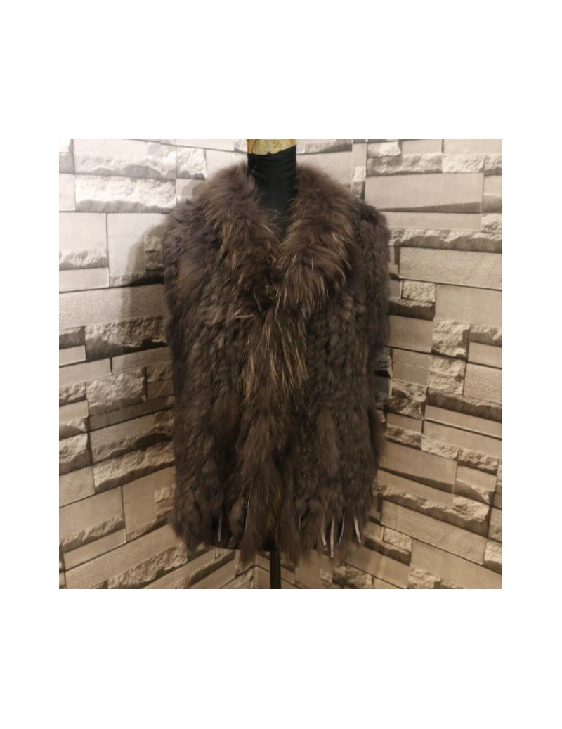 Faux Fur high quality Hot Sale Retail/wholesale Raccoon Dog Fur Collar Trim Women Knitted Natural Rabbit Fur Vest Gilet/waist...