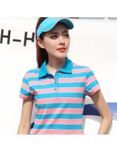 Polo Shirts 2018 Summer Casual Women Polo Shirts Cotton Casual Stripe Short sleeve Polo Shirt Slim Breathable Fitness Femme T...