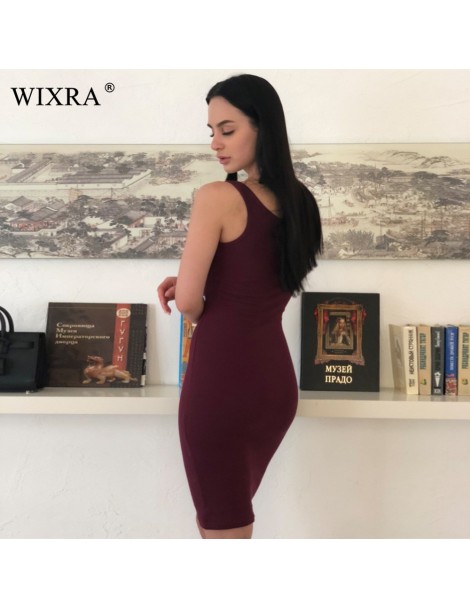 Dresses Basic Vest Dress Women High Stretch Ribbed Knit Dress Summer 2018 Solid Brief Casual Dress Bodycon Pencil Midi Day Dr...