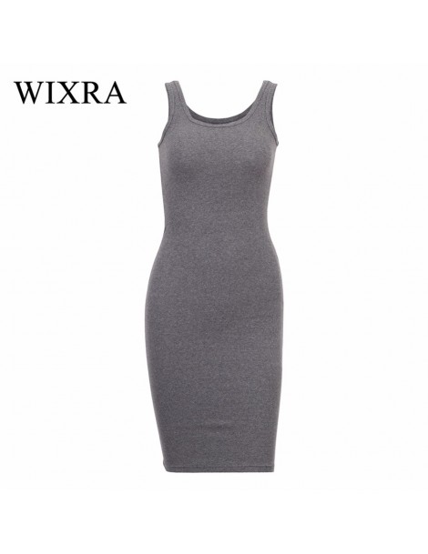 Dresses Basic Vest Dress Women High Stretch Ribbed Knit Dress Summer 2018 Solid Brief Casual Dress Bodycon Pencil Midi Day Dr...