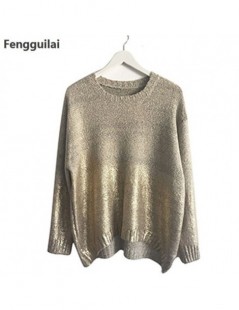 Pullovers Fashion 2018 Womens Golden Gradient Jumpers Oversized Pullover Ladies Loose Sweater Plus Size Bat -Sleeve Blouse To...