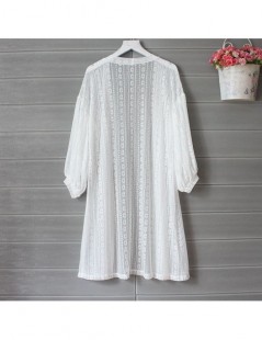 Blouses & Shirts Lace Cardigan Kimono Boho Clothing Long Summer Cardigan Women Long Sleeve Shirt White Transparent Blusas Muj...