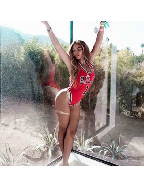 Bodysuits 2019 New Summer Style Beyonce/Rihanna/Miley Star Jumpsuit BULLS 1 Bodysuit One Piece Swimsuit Women Jumpsuit - Blac...