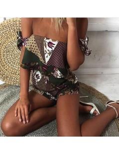 Rompers Hot Sale Spring Summer Women Jumpsuits V-neck Flounces Striped Print Loose Rompers Sexy Short Overalls Jumpsuit Femal...