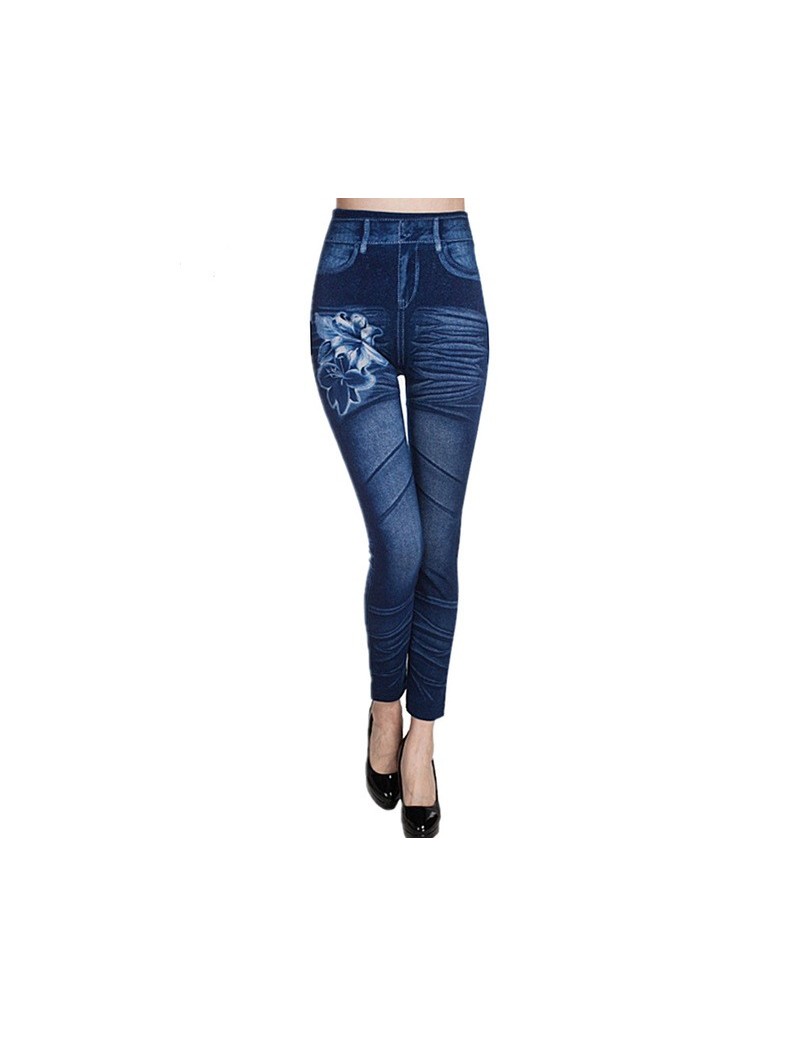 Women Imitation Denim Jeans High Waist Butterfly print Jeans Plus Size Street Style Sexy Pencil Pants femme 2019 - LIGHT BLU...