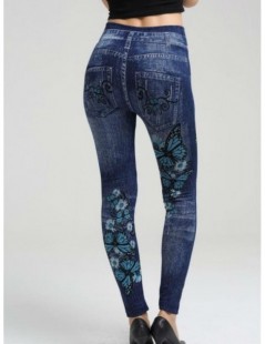 Jeans Women Imitation Denim Jeans High Waist Butterfly print Jeans Plus Size Street Style Sexy Pencil Pants femme 2019 - LIGH...
