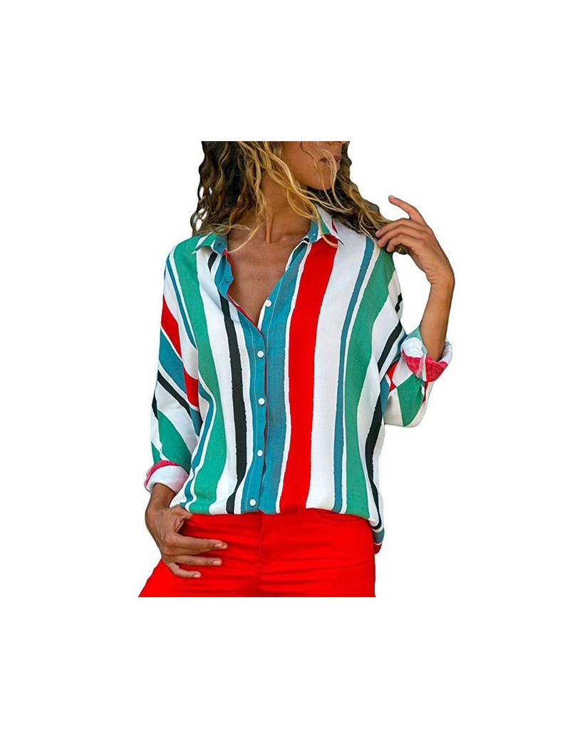 Blouses & Shirts women shirts blouse women plus size chiffon blouse flower/strip printed loose long sleeve 2019 summer new fu...