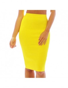 Skirts Fashion Women Skirt 2018 New Knee Length Slim High Waist Pencil Bandage Skirt yellow white red - Khaki - 4O3986241338-...