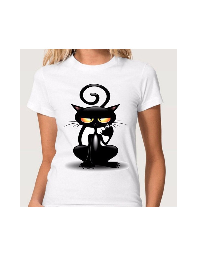 T-Shirts S-3XL 2019 Women 3D cat Print White Soft Casual Lady T-Shirt Summer Short sleeve Casual Round neck Cheap Clothes Top...