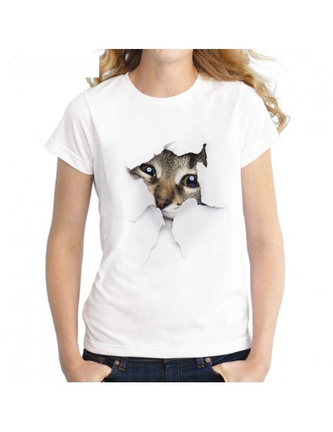 T-Shirts S-3XL 2019 Women 3D cat Print White Soft Casual Lady T-Shirt Summer Short sleeve Casual Round neck Cheap Clothes Top...