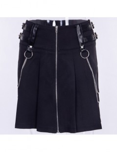 Skirts Gothic Rock Chain Mini Skirt Sexy Autumn Soft Buckle Zipper Women's Skirt - 4Y3067747523 $12.50