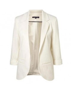 Blazers Spring Fashion Women 9 Colors Slim Fit Blazer Jackets Notched Three Quarter Sleeve Blazer Women Coat - White - 4J3804...