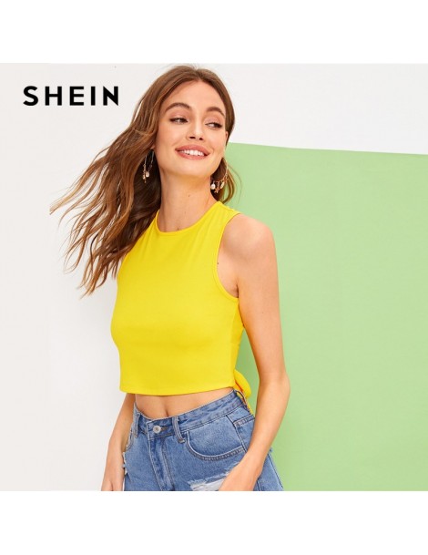 Tank Tops Sexy Bright Ginger Criss-cross Tie Back Crop Tank Top Women 2019 Summer Casual Backless Basics Stretchy Slim Fitted...