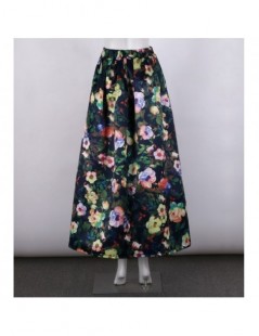 Skirts 2019 Ladies Floral Printed Vintage Maxi Long Skirts Floor Length High Waist Ball Gown Pleated Flare Longa Saias MS0512...