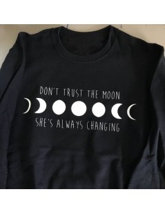 Hoodies & Sweatshirts Sugarbaby Don't Trust The Moon Sweatshirt in Black Space Sweatshirt Moon Phase Shirt Grunge Clothing 90...