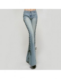 Jeans Flare Full Length Jeans Pants New Fashion 2019 Sex Bandages Split Side Denim Pants For Women Trousers Work Wear LX1845 ...