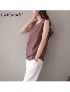 Tank Tops Sleeveless Tank Top Women O-neck Cotton Chinese style Sleeveless Blouse Solid Red White Tank Top Cute Vest Tops C05...