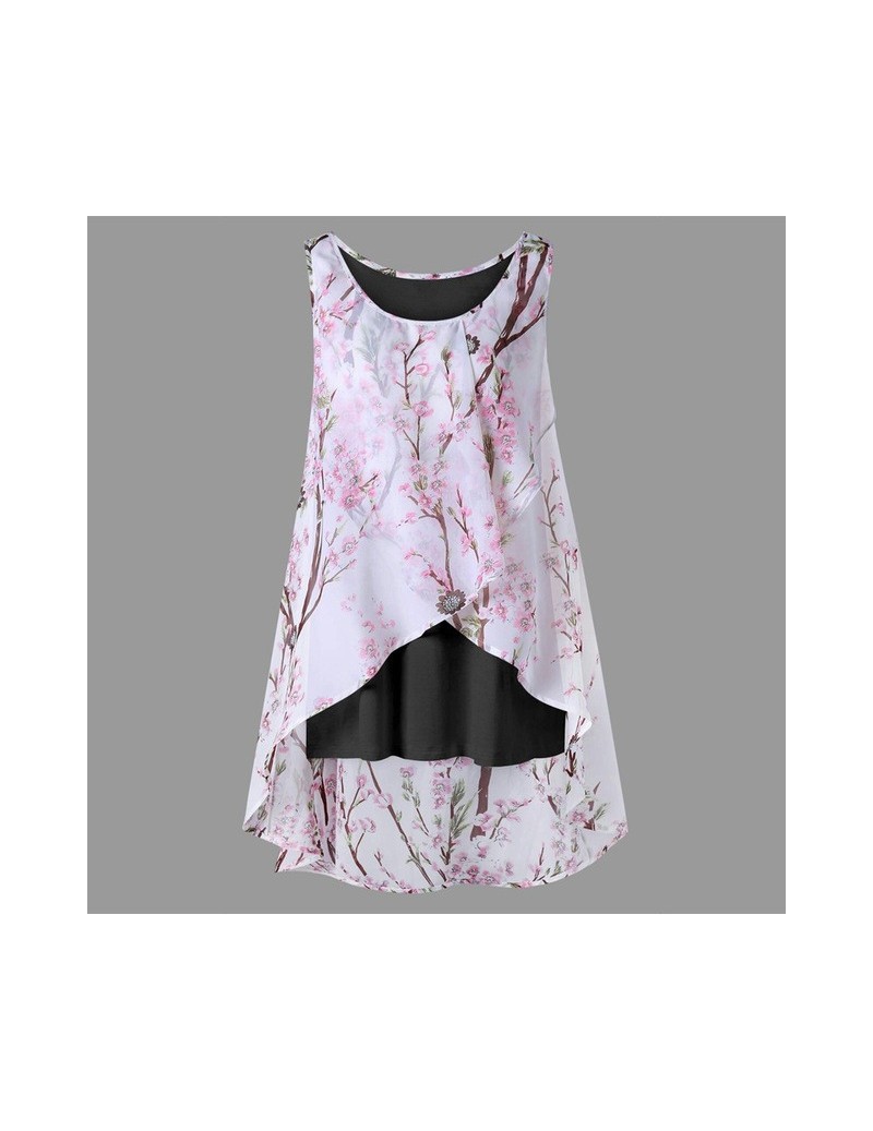 Tank Tops 2019 Floral Print Tanks Top Women Shirts Chinese Style Summer Clothing Sleeveless Vest Sexy Asymmetric Beach Tops P...