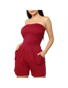 Rompers Women Off Shoulder Strapless Jumpsuit Summer Beach Shorts Trousers Playsuit GDD99 - Red - 4000084837538 $11.40