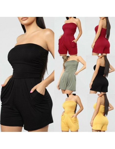 Rompers Women Off Shoulder Strapless Jumpsuit Summer Beach Shorts Trousers Playsuit GDD99 - Red - 4000084837538 $11.40