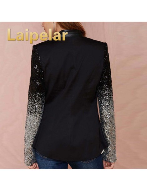 Jackets 2018 Slim Women Patchwork Black Silver Sequins Jackets Full Sleeve Fashion Winter Coat for Wholesale New Fashion Coat...
