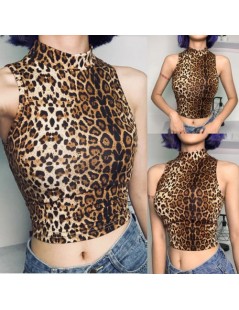 Tank Tops 2019 New Leopard Tank Sexy Women High Collar Leopard Camis Clubwear Turtleneck Crop Tops Casual Vest Sleeveless Leo...