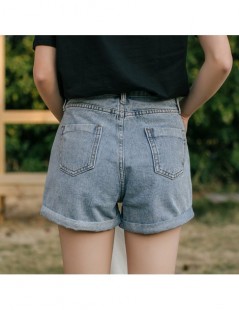 Shorts High Elastic Waist Curled Wide Leg Shorts Female High Waist Jeans Shorts 2019 Harajuku Casual Summer Denim Short Femin...