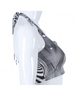 Tank Tops Sexy Cropped Bodycon Halter Tank Top Printed Backless Streetwear 2019 Summer Crop Top - Black - 4T4115672508 $8.93