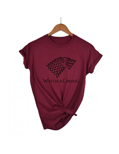 T-Shirts New Game Of Thrones Printing T Shirt Women Winter Is Coming Stark Blood Wolf Cool T-Shirt Casual Summer T-Shirt For ...