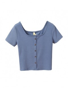 T-Shirts 2019 new Summer T-shirt Women Casual Lady Top Tees fashion Tshirt Female Clothing T Shirt knitted Top Tee - blue - 4...