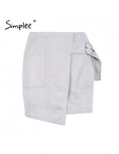 Skirts suede leather pencil skirt High waist lining skirt womens Zipper bodycon sexy short mini asymmetrical skirt summer - P...