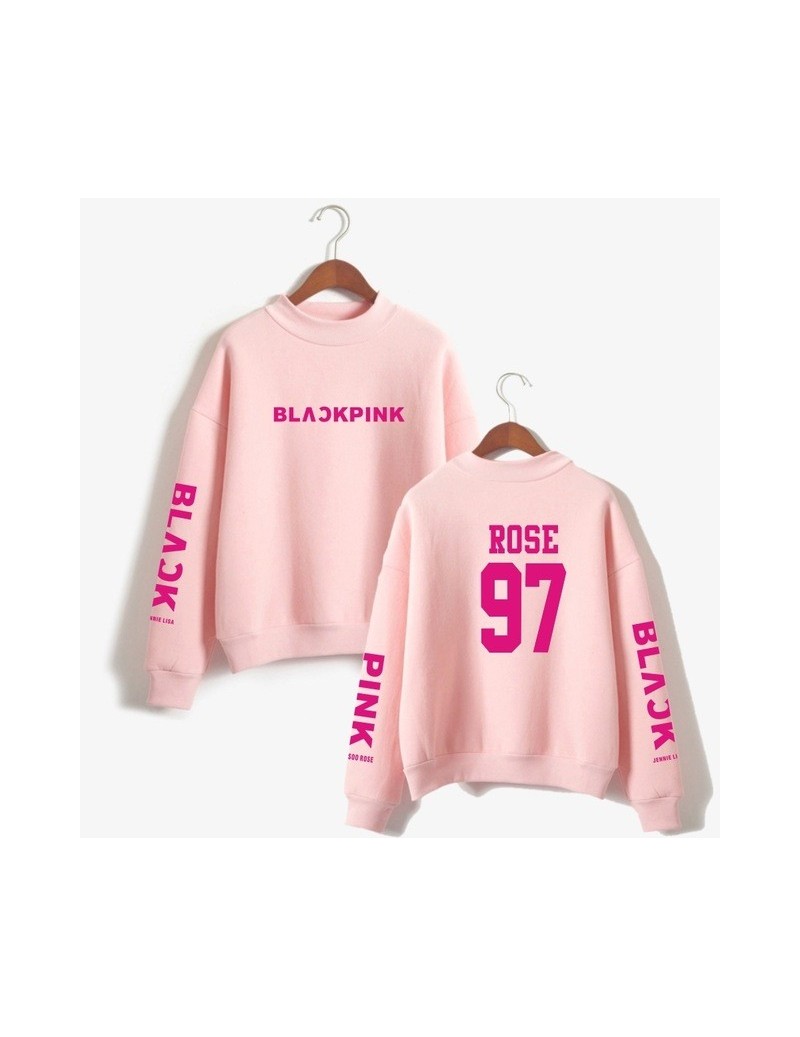 Women Sweatshirt Blackpink Concert Hoodie Pullover Loose Turtleneck Hoodies JENNIE ROSE LISA JISOO Member Name Print - Pink ...